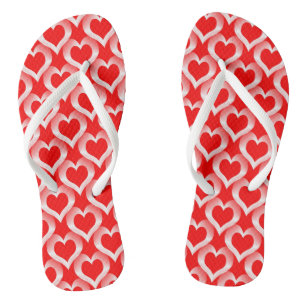 Chanclas Patrón de corazones rojos blancos