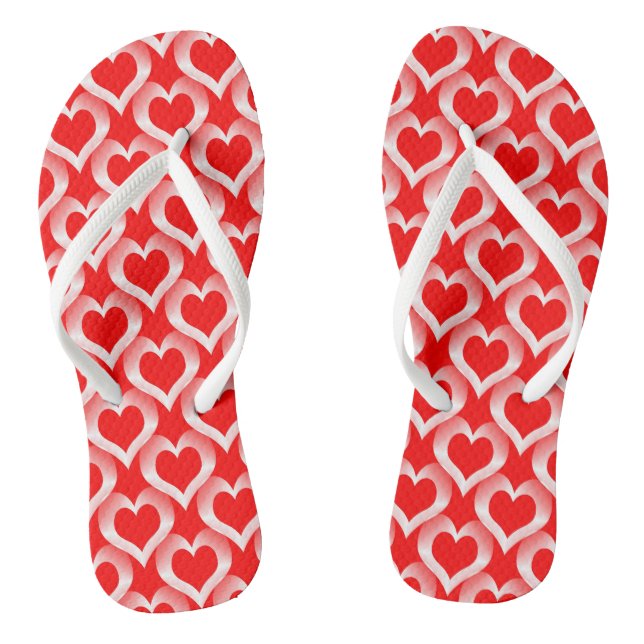 Chanclas Patrón de corazones rojos blancos (Plantilla)