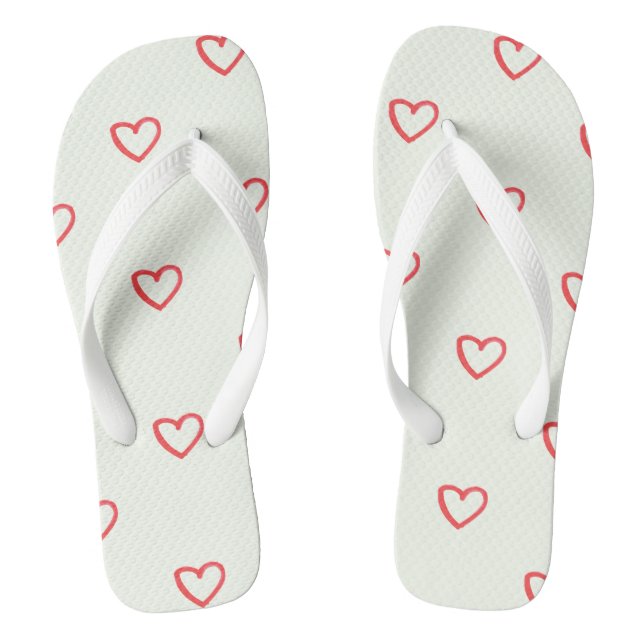 Chanclas Patrón de Corazones Rojos, Lindo, Amor (Plantilla)