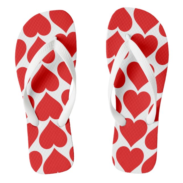 Chanclas Patrón de Corazones Rojos, Romántico, Amor (Plantilla)