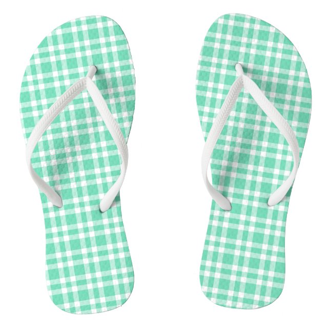 Chanclas Patrón de Cuadro Blanco Acuamarina (Plantilla)