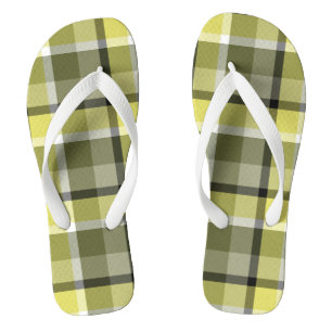 Chanclas Patrón de cuadros escoceses gris pálido, amarillo 