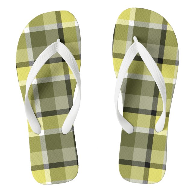 Chanclas Patrón de cuadros escoceses gris pálido, amarillo  (Plantilla)