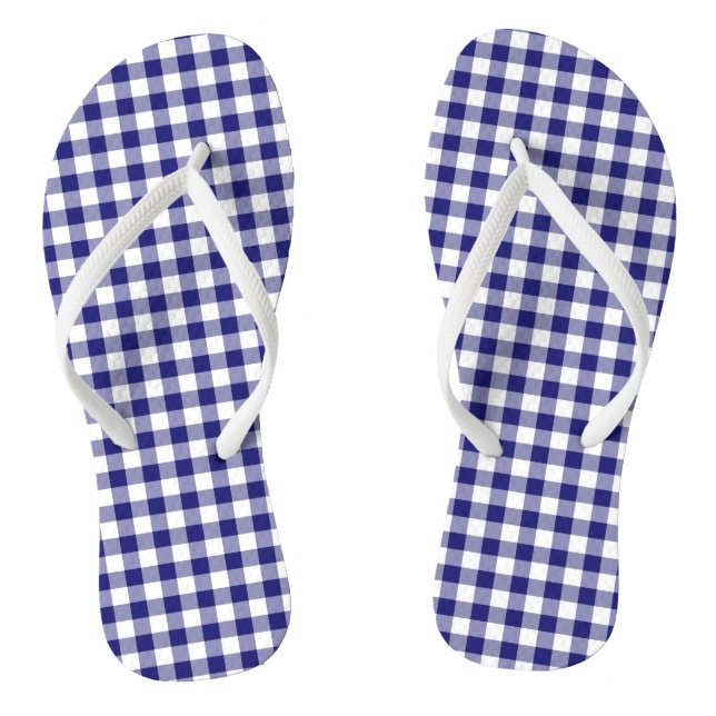 Chanclas Patrón de cuadros gingham azul y blanco (Plantilla)