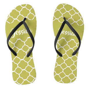 Chanclas Patrón de cuatrefolios marrón y blanco