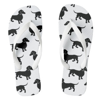 Chanclas Patrón de Dachshund negro