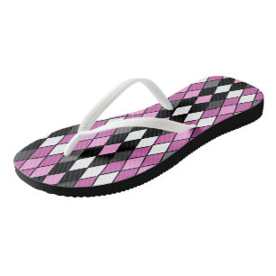 Chanclas Patrón de diamante rosa, negro, blanco y gris