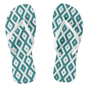 Chanclas Patrón de diamante verde azulado y blanco
