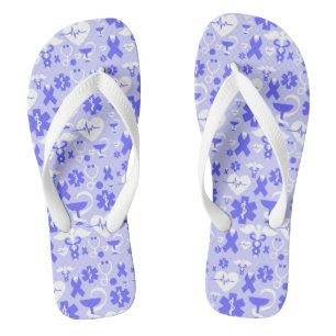 Chanclas Patrón de elementos de la farmacia azul blanca