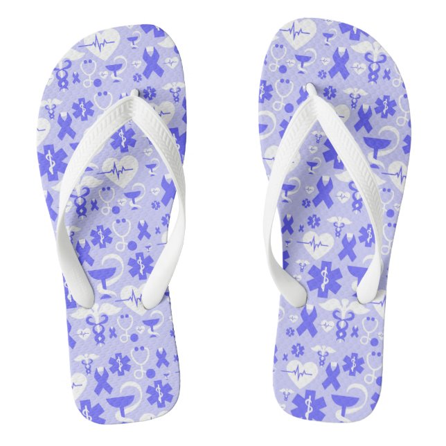 Chanclas Patrón de elementos de la farmacia azul blanca (Plantilla)