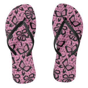 Chanclas Patrón de encaje con mariposas