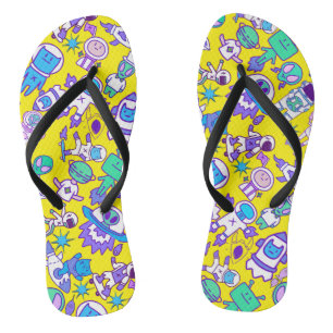 Chanclas Patrón de espacio retro B Amarillo BG