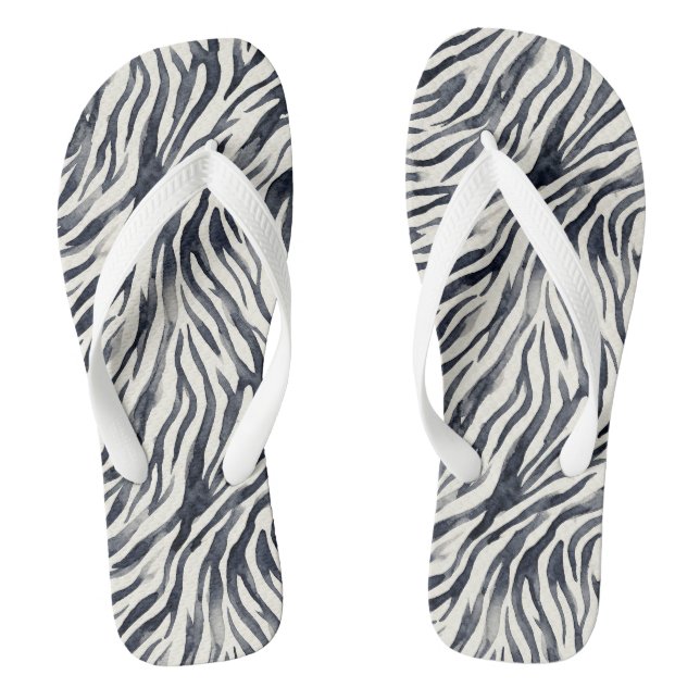 Chanclas Patrón de estampado de cebra en negro y blanco (Plantilla)
