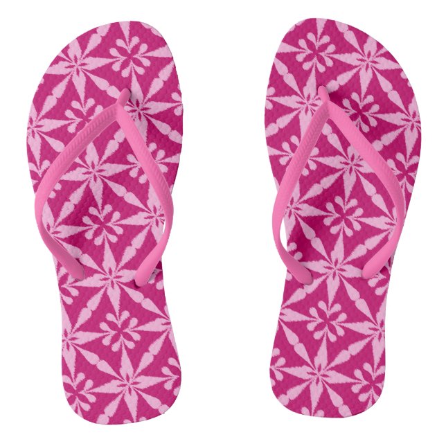 Chanclas Patrón de Estrella Ikat - Rosa Fucsia (Plantilla)