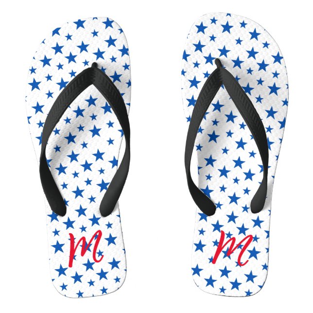 Chanclas Patrón de Estrella Personalizable Azul y Blanco (Plantilla)