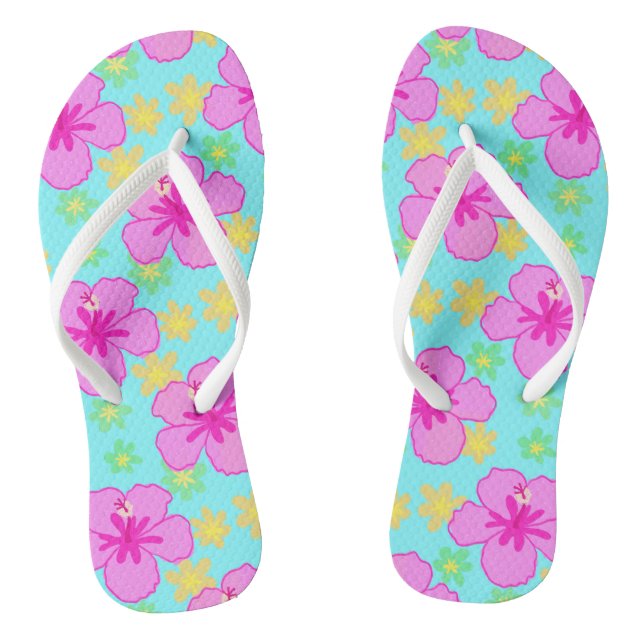Chanclas Patrón de Flor de Hibisco Rosa (Plantilla)
