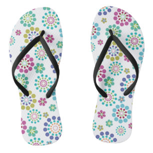 Chanclas Patrón de flor de punto Verde azulado rosado