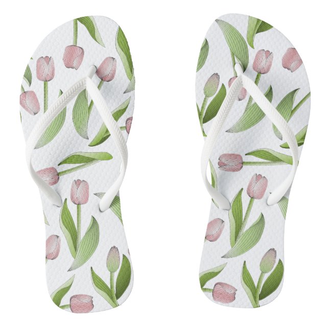 Chanclas Patrón de Flor de Tulipán Rosa Moderno (Plantilla)