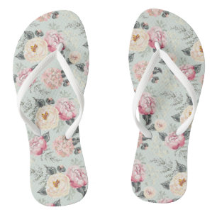Chanclas Patrón de flor del jardín rosa