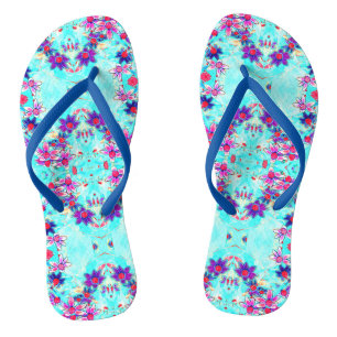 Chanclas Patrón de flor morado de una chica corta en Aqua B