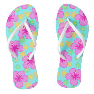 Chanclas Patrón de flor rosado Hibiscus