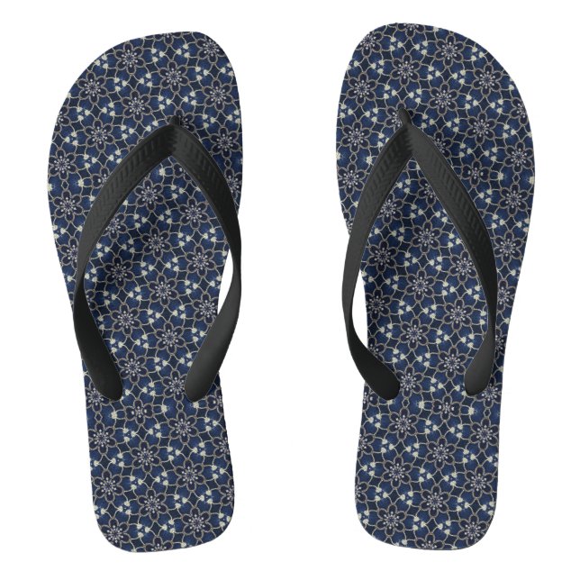 Chanclas Patrón de flores azul medianoche (Plantilla)