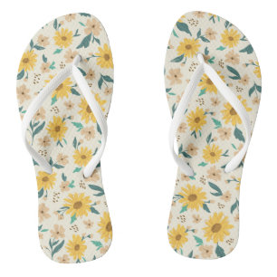 Chanclas Patrón de flores de margarita amarilla