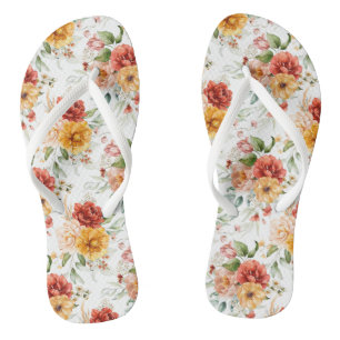 Chanclas Patrón de flores de Peony Rojo