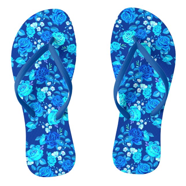 Chanclas Patrón de flores de rosa azul clásica-87600 (Plantilla)