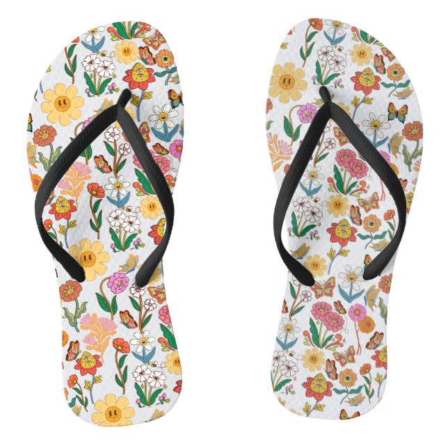Chanclas Patrón de flores psicodélicas x4 (Plantilla)