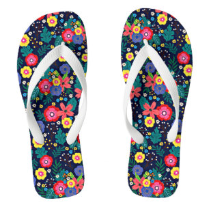 Chanclas Patrón de flores y hojas decorativas-48675