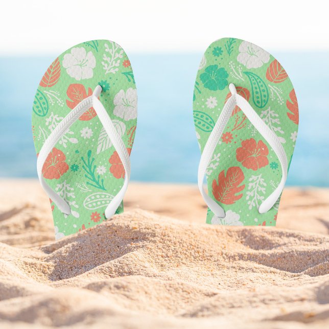Chanclas Patrón de follaje tropical verde y Naranja (Subido por el creador)