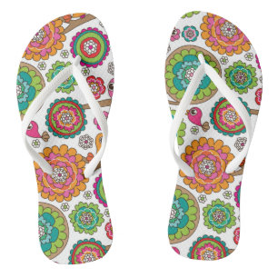Chanclas patrón de fondo de las flores del doodle