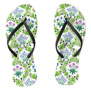 Chanclas Patrón de fondo verde floral-15232