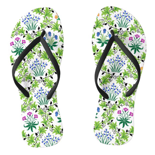Chanclas Patrón de fondo verde floral-15232 (Plantilla)