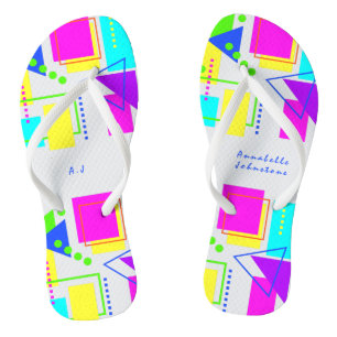 CHANCLAS PATRÓN DE FORMAS GEOMÉTRICAS COLORIDAS Y LUMINOSAS