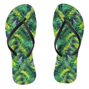 Chanclas Patrón de forro de hojas verdes tropicales