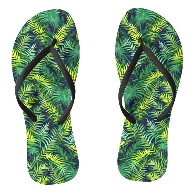 Chanclas Patrón de forro de hojas verdes tropicales (Plantilla)