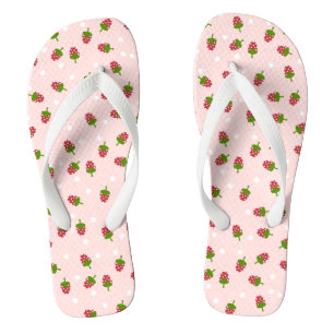 Chanclas Patrón de fresa rosa curado Girly Kawaii