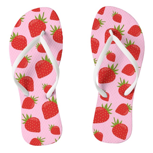 Chanclas Patrón de fresa rosa de verano de moda cruda (Plantilla)