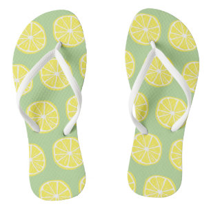 Chanclas Patrón de frutas de cítricos limón amarillo lindo 
