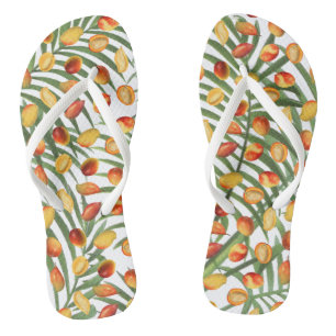 Chanclas Patrón de frutas de verano de mango y vegetación v
