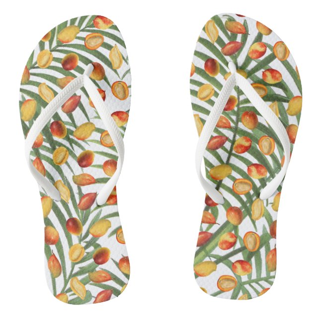 Chanclas Patrón de frutas de verano de mango y vegetación v (Plantilla)