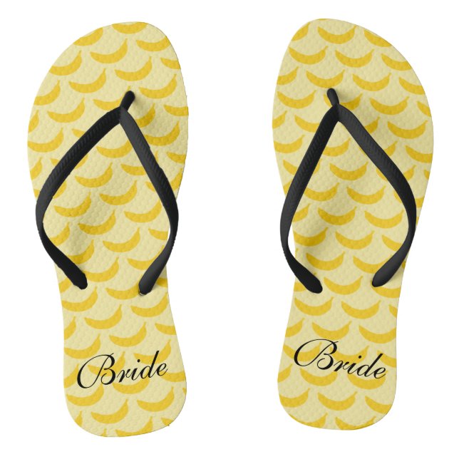 Chanclas Patrón de frutos de banano amarillo nombre persona (Plantilla)