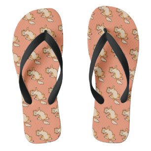 Chanclas patrón de gato tabby del Naranja