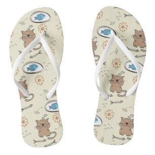 Chanclas patrón de gato y pez