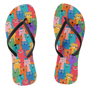 Chanclas Patrón de gatos coloridos