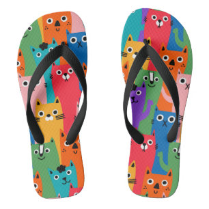 Chanclas Patrón de gatos coloridos