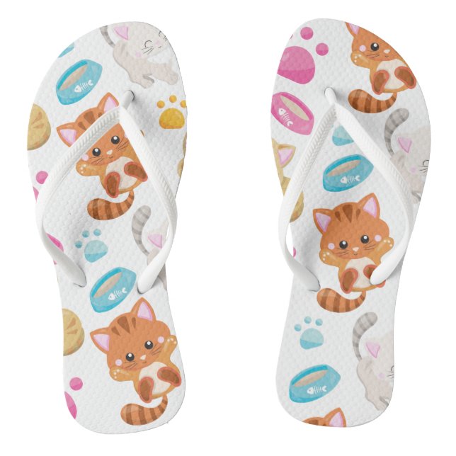Chanclas Patrón de gatos, gatos, gatitos, gatitos, patas (Plantilla)
