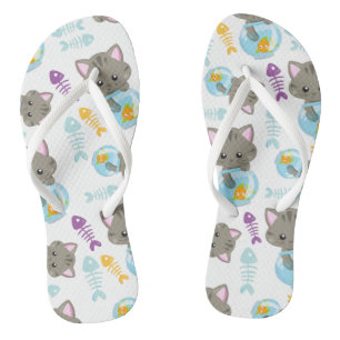 Chanclas Patrón de gatos, gatos, gatitos, peces